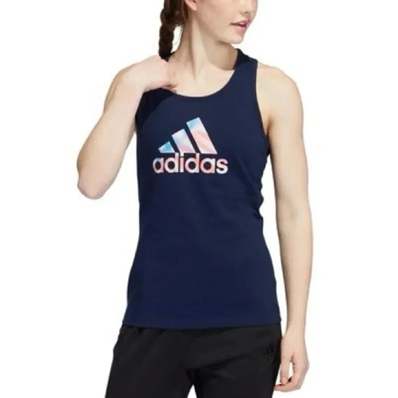 Adidas Women's Cotton Logo Americana Tank Top M Size NWT - Picture 2 of 5